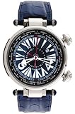 Gio Monaco Men's 373-A Geopolis Blue Dual Time Alligator Leather Watch
