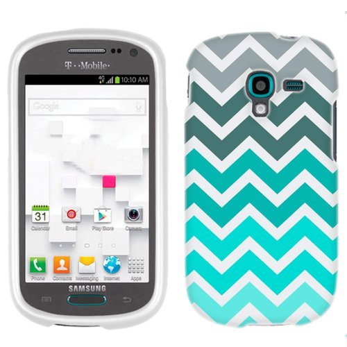 Samsung Galaxy Exhibit Chevron Grey Green Turquoise Firm Case