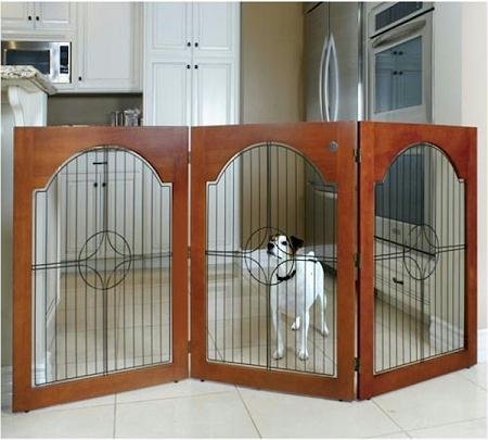 Majestic Pet Universal Free Standing Wire Insert Pet Gate, Cherry Stain