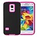 S5 MINI Case, E LV GALAXY S5 MINI Case - SHOCK ABSORPTION / HIGH IMPACT RESISTANT Full Body Hybrid Armor Protection Defender Case Cover for Samsung Galaxy S5 Mini SM-G800 with 1 stylus and 1 Microfiber Cleaning Cloth - HOT PINK