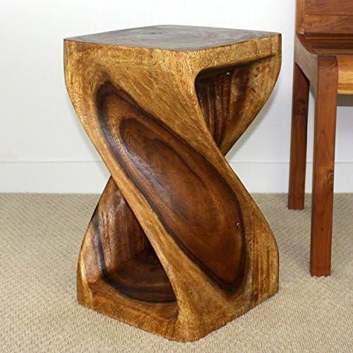 Haussmann Living Furniture, ( Thailand ) Wooden Hand-carved Walnut Oil Twist Stool