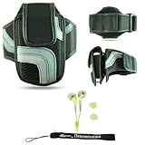 Black Adjustable Deluxe Sportband / Workout Armband with Adaptable Neck Str ....