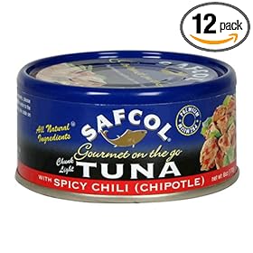 SAFCOL Gourmet on the Go Chunk Light Tuna with Spicy Chili (Chipotle), 6-Ounce Cans (Pack of 12)
