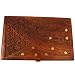 Carved Wooden Box With Floral Brass Inlay Work