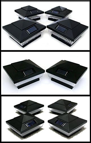 2-Pk Black 4 X 4 Fence Post Cap Solar Lights 5 Amber LEDs