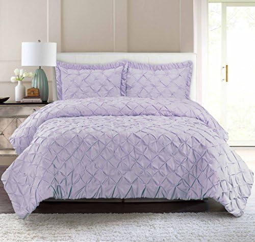 Pur Luxe PinTuck Quilt Set, Full/Queen, Solid, Lilac