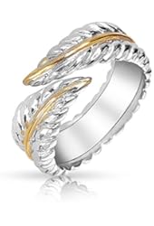 Bling Jewelry Sterling Silver Gold Plated Two Tone Nature Leaf Ring