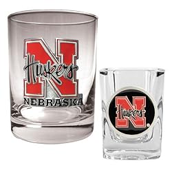 Nebraska Cornhuskers NCAA Rocks Glass And Shot Glass Set by Great American Products