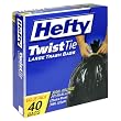 Hefty Twist Large, 30 Gallon Trash Bags, Case Pack, Six - 40 Count Boxes (240 bags)