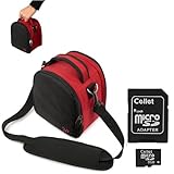 Red Slim Holster Camera Bag Carrying Case will easily hold your camera, battery charger, memory cards, and accessories For Olympus FE-4050 FE-5040 FE-5050 Stylus-5010 Stylus-7040 Stylus-7050 Stylus-9000 Stylus Tough-3000 Stylus Touch 6020 Stylus Touch-8010 T-10 T-110 TG-310 TG-610 TG-810 VG-110 VG-120 VG-320 VR-320 VR-330 Point and Shoot Digital Camera + Includes eBigValue Determination Hand Strap Key Chain + Includes a 8GB Micro SD Card with SD Adaptor