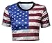 Womens Slim Hipster Round Neck Short Sleeve Multi Print Crop