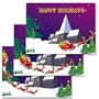 Lenticular Postcard 4 3/4" x 6 1/8", Lenticular animated Picture, Christmas and New Year Card, Santa Arriving, 977-PC