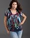 One World Top, Smocked Ruffle Satin Trim in Groovy Butterfly
