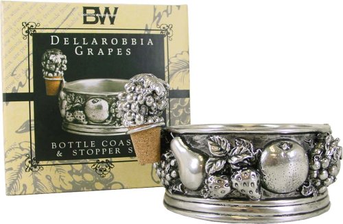 Della Robbia Bottle Coaster & Stopper Set, 2 piece boxed gift set