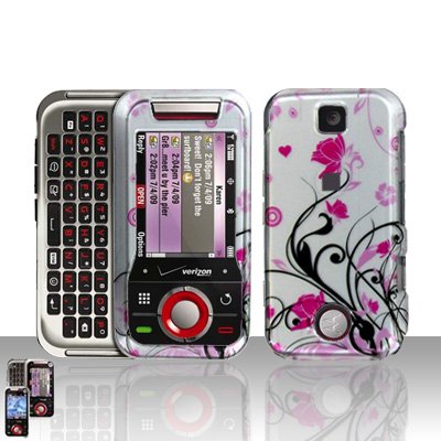 Pink Flower Black Vine Motorola Rival A455 Snap on Cell Phone Case Pink Flower Black Vine Motorola Rival A455 Snap on Cell Phone Case