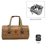 North Carolina State Wolfpack NCAA "Verona" Two-Lid Willow Basket (Burgundy) (Engraved Logo)