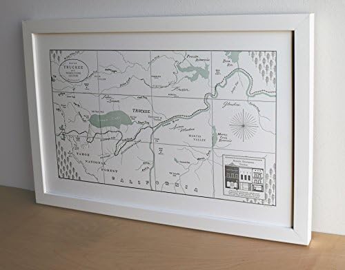 Truckee, California in the Sierra Nevada, Letterpress Map Unframed Print