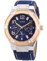 GUESS Womens W0289L1 Iconic Blue Denim Multi-Function Watch