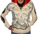 ED HARDY Christian Audigier Crystal Rock Womens Tattoo Hoodie Shirt Hooded Sweatshirt