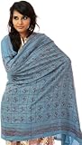 Blue Hindu Prayer Shawl with Printed Om - PolyCotton