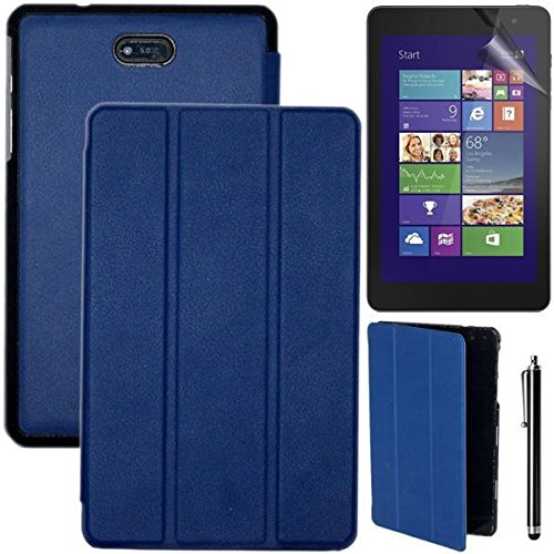 Dell Venue 8 PRO Case with Stand,Dell Venue 8 PRO Cover,Beebiz PU Leather and Hard PC Flip Cover Stand Case for Dell Venue 8 PRO Protective Skin Pouch Protector with Screen Protector and Touch pen (3-Fold,Dark blue)