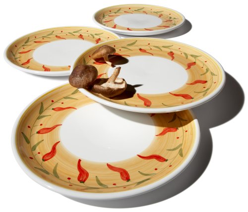 Caleca Chili Peppers 4-Piece Dinner Plate Set
