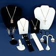 Black Velvet & White Jewelry Display 11 Pc Set Bonus