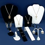 Black Velvet & White Jewelry Display 11 Pc Set Bonus