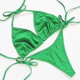 熱視線ドキドキ！ビビットカラー大人セクシーＴバック三角ビキニ水着/緑Green系【Julius】