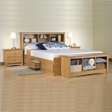 Prepac Sonoma Maple Queen Wood Platform Storage Bed 6 Piece Bedroom Set
