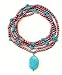 Bobijou 925 NHR084(S) Silver Clasp Ladies Long Aubergine Pearl, Turquoise Beads and Large Pendant Necklace