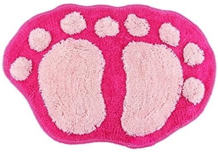 Bath pad door floor mat bathroom mini rug water-absorbing big feet mat 60X40CM S pink