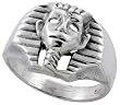 Sterling Silver Egyptian Head Biker Ring, 5/8" (16mm) wide