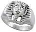 Sterling Silver Egyptian Head Biker Ring (Available in Sizes 6 to 15), 5/8" (16mm) wide