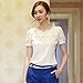 Finejo Women V Neck Chiffon Shirt Hollow Short Sleeve Blouse