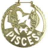 Pisces Horoscope Zodiac Hoop Earrings In Gold