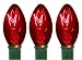 Set Of 25 Transparent Red C9 Christmas Lights Green Wire 25' #ES76-981