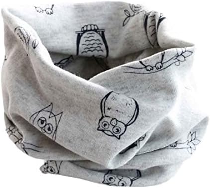 OVERMAL Baby Owl Print Collar Cotton O Ring Neck Scarves (Gray)