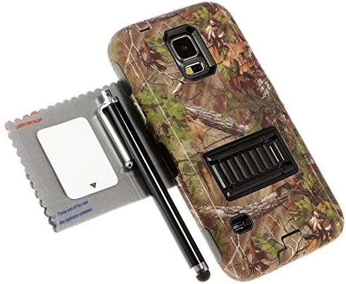 S5 Case,Samsung GALAXY S5 Case Stand Cover Kickstand 3 Layer Heavy Duty Rugged Hybrid Protection Shockproof Impact Camo Tree Case Cover Soft Skin& Hard Shell for Galaxy S5 Galaxy SV GS5 i9600 (Black)