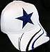 Dallas Adjustable Bent Brim Baseball Cap with Stripes on Bill (White Star)