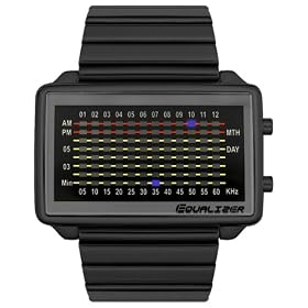 Tokyo Flash Equalizer Digital Black LED Stainless Steel Watch #EQUALIZER/FREQ/IPB/BLUE