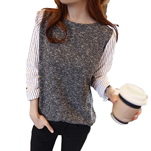 (アリエテ) Ａｒｉｅｔｅ シャツ ニットベスト 切替 トップス レディース 重ね着 風 グレー ストライプシャツ