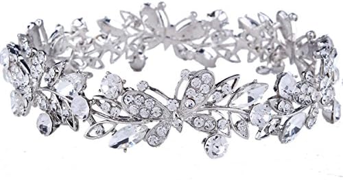 FUMUD Silver/Gold Plated Crystal Rhinestone Pageant Wedding Bride Circle Tiaras Princess Bridal Full Round Crown (Silver )