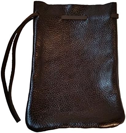 LARGE Leather Dice Bag - 6" x 8.5" Drawstring Pouch *Holds Over 200 Dice!* (Brown Leather)