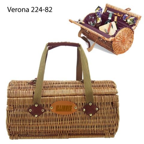 University of Illinois Fighting Illini Wicker Picnic Basket Wine Tote