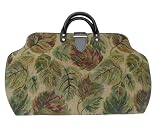 ArtisanStreet's Falling Leaves Tapestry Carpet Bag with Shoulder Strap. Features Variegated Leaved in Green, Brown and Wine. Limited Edition. Use as an Overnight Bag or Even as a Briefcase.