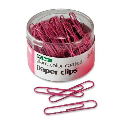 Officemate OIC08908 Paper Clips,BCA,Coated,PVC-FreeJumbo,80-Ct. Tub,Pink