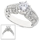 Search : One of a Kind 1-5/8ctw Round & Princess Diamond Ring in 14kt White Gold