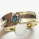 14K Blue Diamond Man's Ring