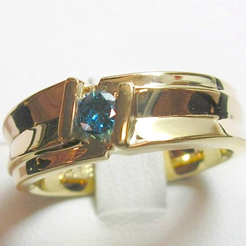 14K Blue Diamond Man's Ring
